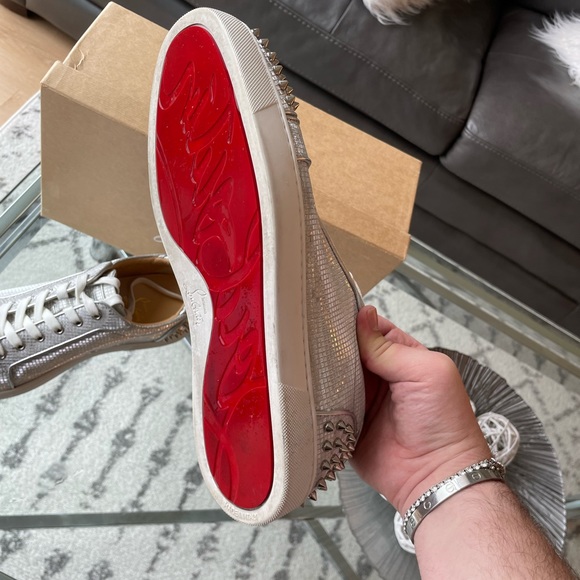 Men’s Christian Louboutin spiked sneaker silver - Picture 4 of 6